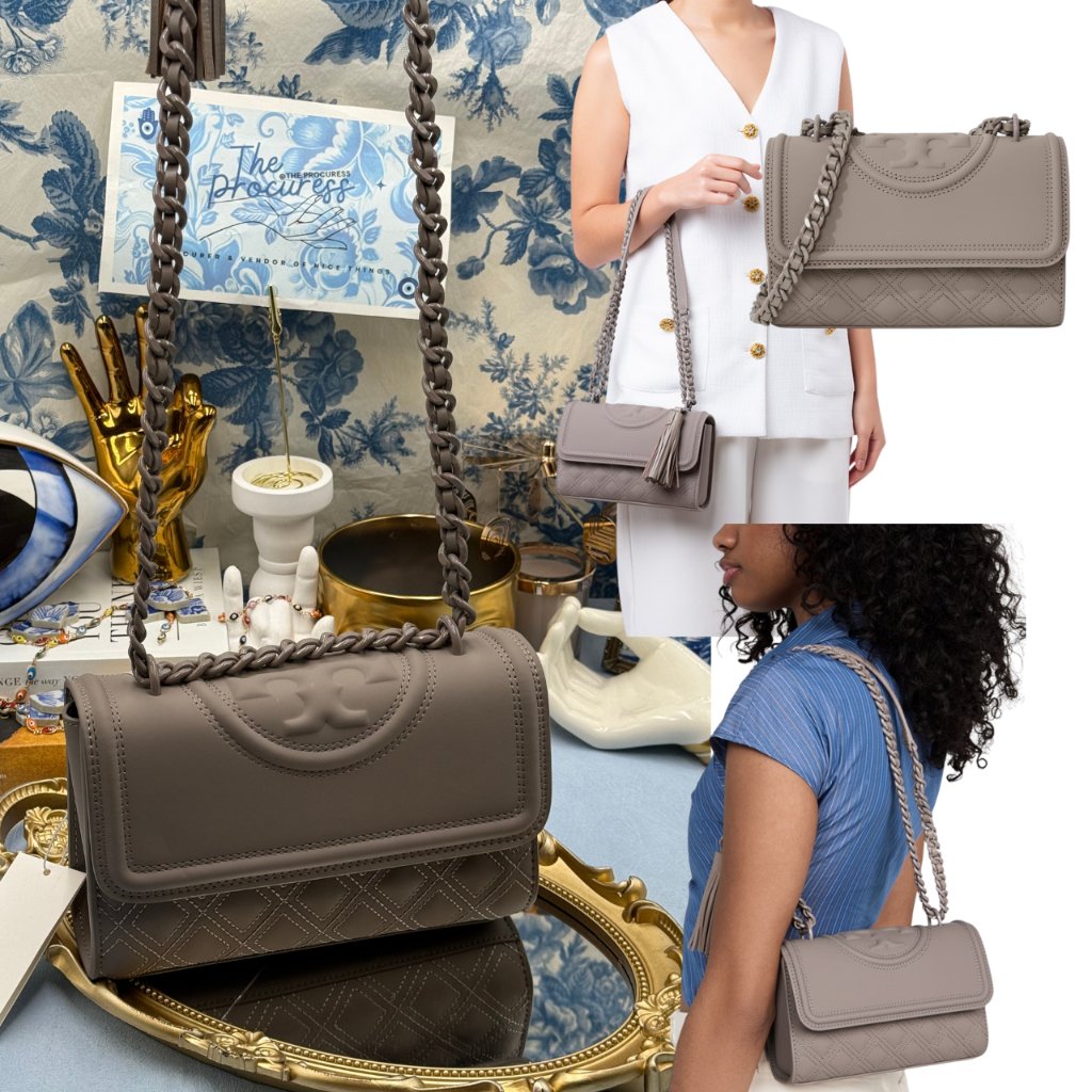 Tory Burch Nwt Small Fleming Matte Convertible Shoulder Bag, Gray Heron